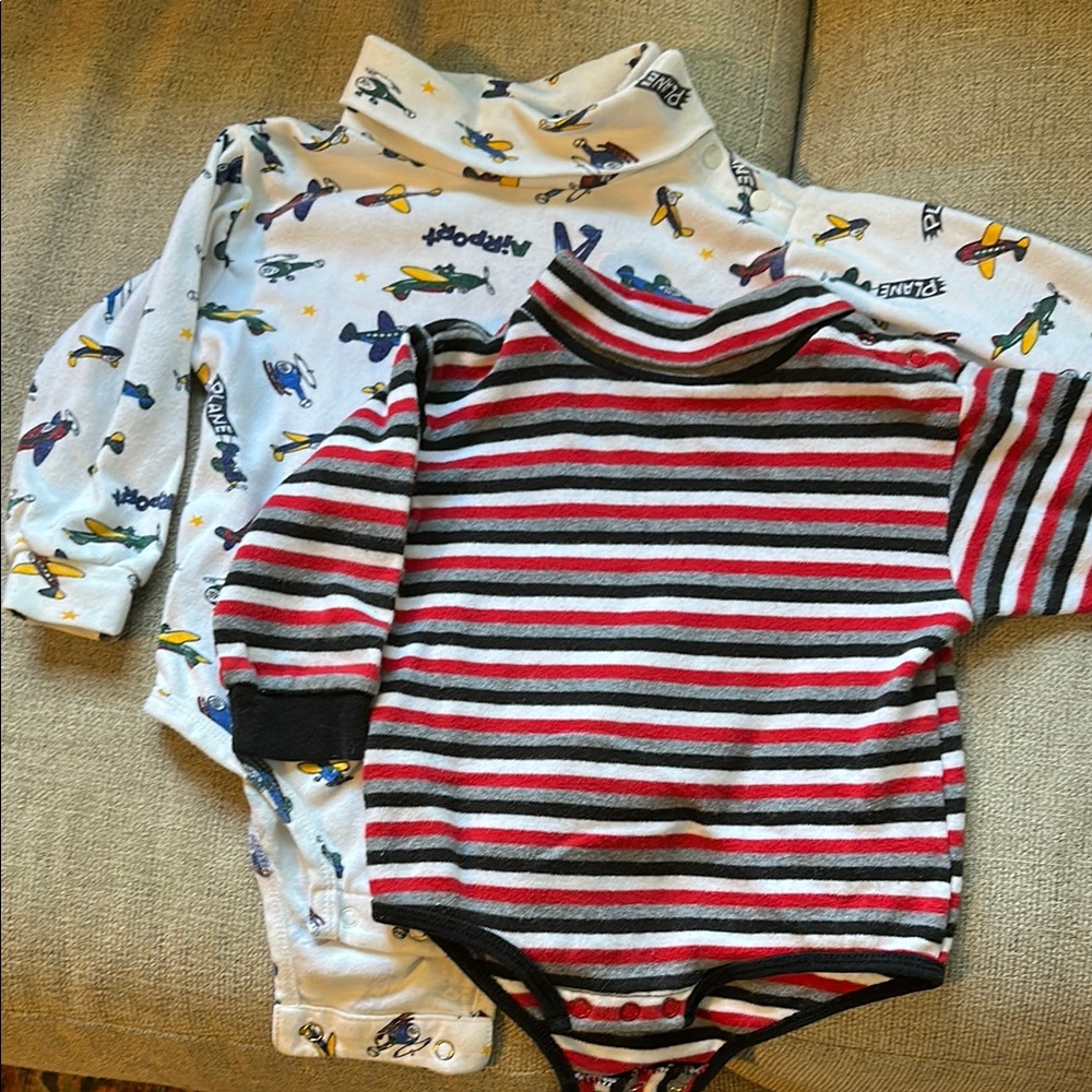 Striped and Airplane Baby Onesies